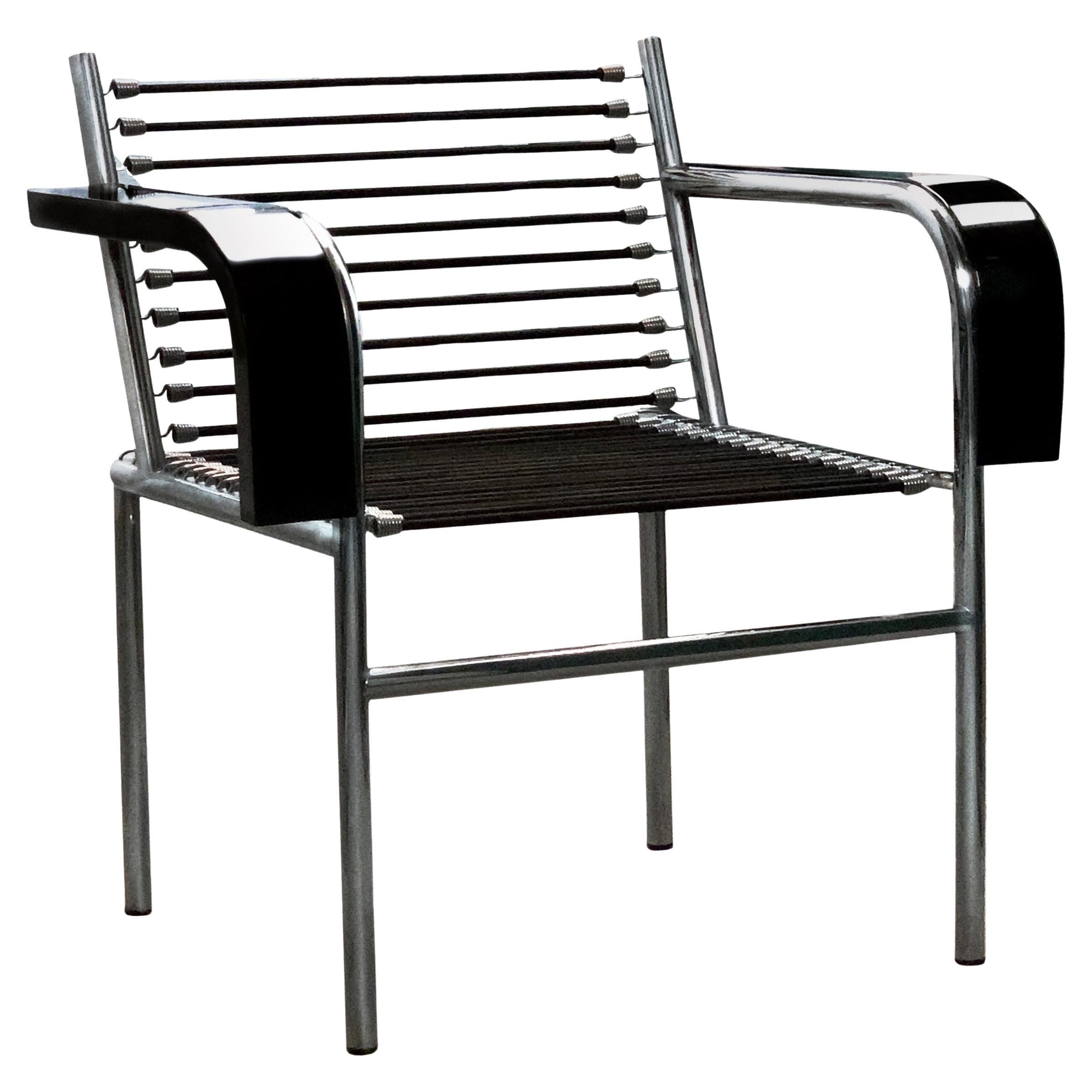 René Herbst Fauteuil "Sandows" en caoutchouc, nickel et bois courbé de style Modernity français, 1930 en vente