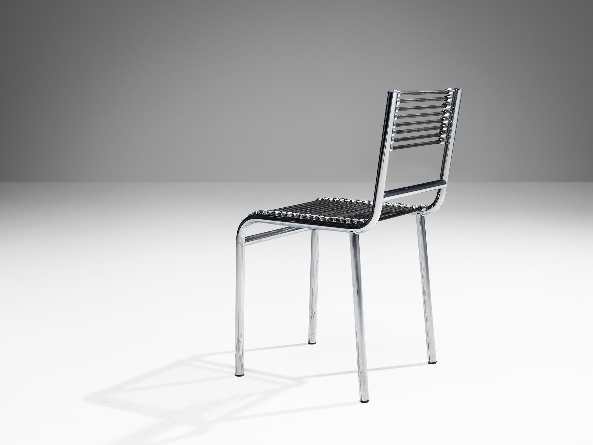 Early 20th Century René Herbst 'Sandows' Dining Chair in Steel and Cord  For Sale