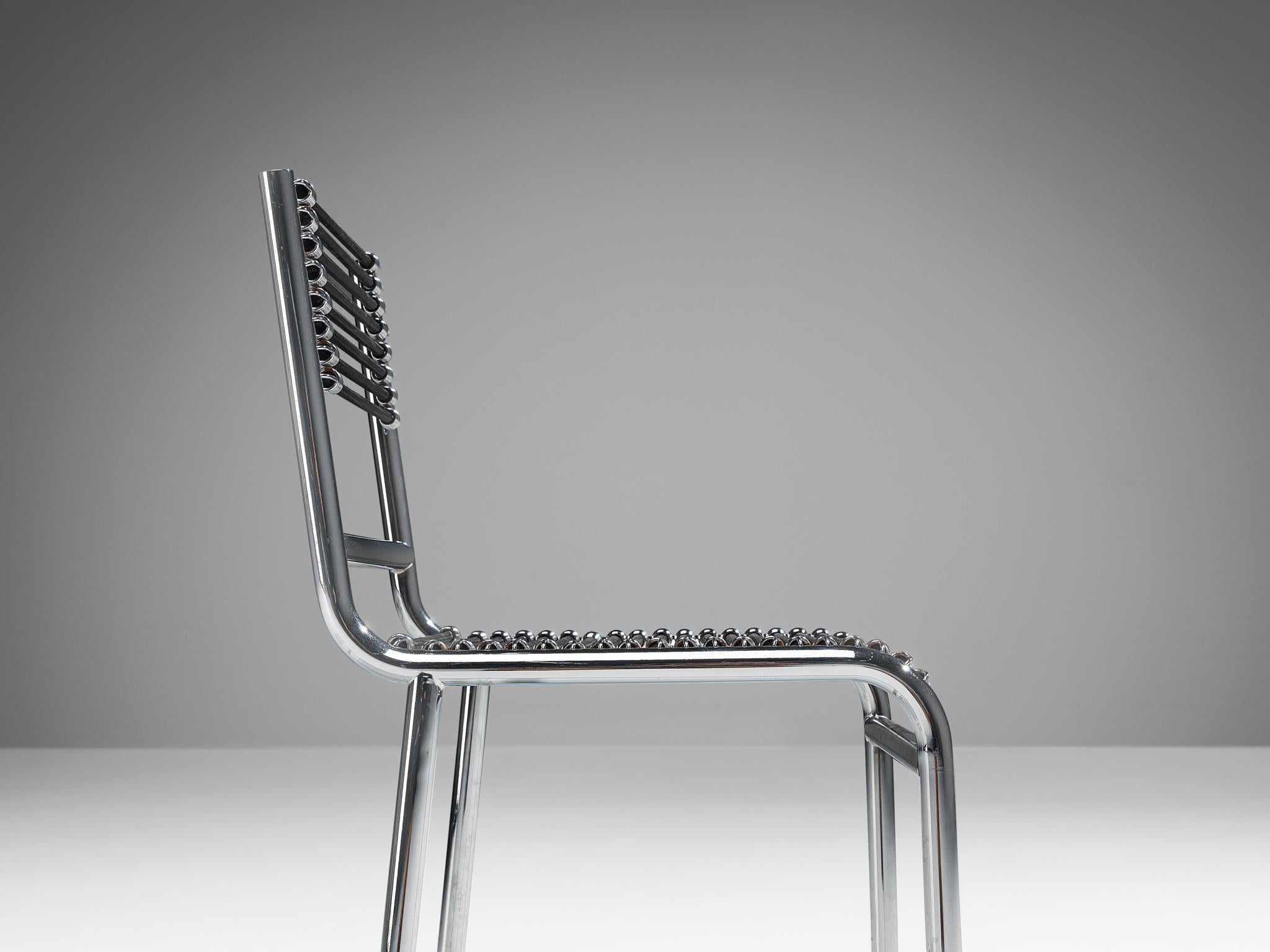 René Herbst 'Sandows' Dining Chair in Steel and Cord  For Sale 1