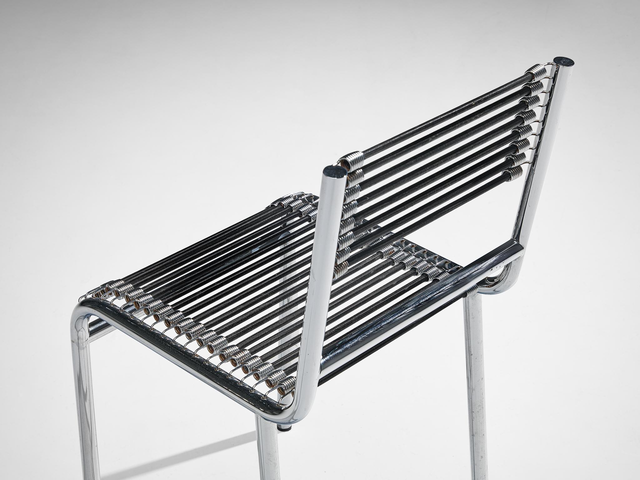 René Herbst 'Sandows' Dining Chairs in Steel and Cord For Sale 4