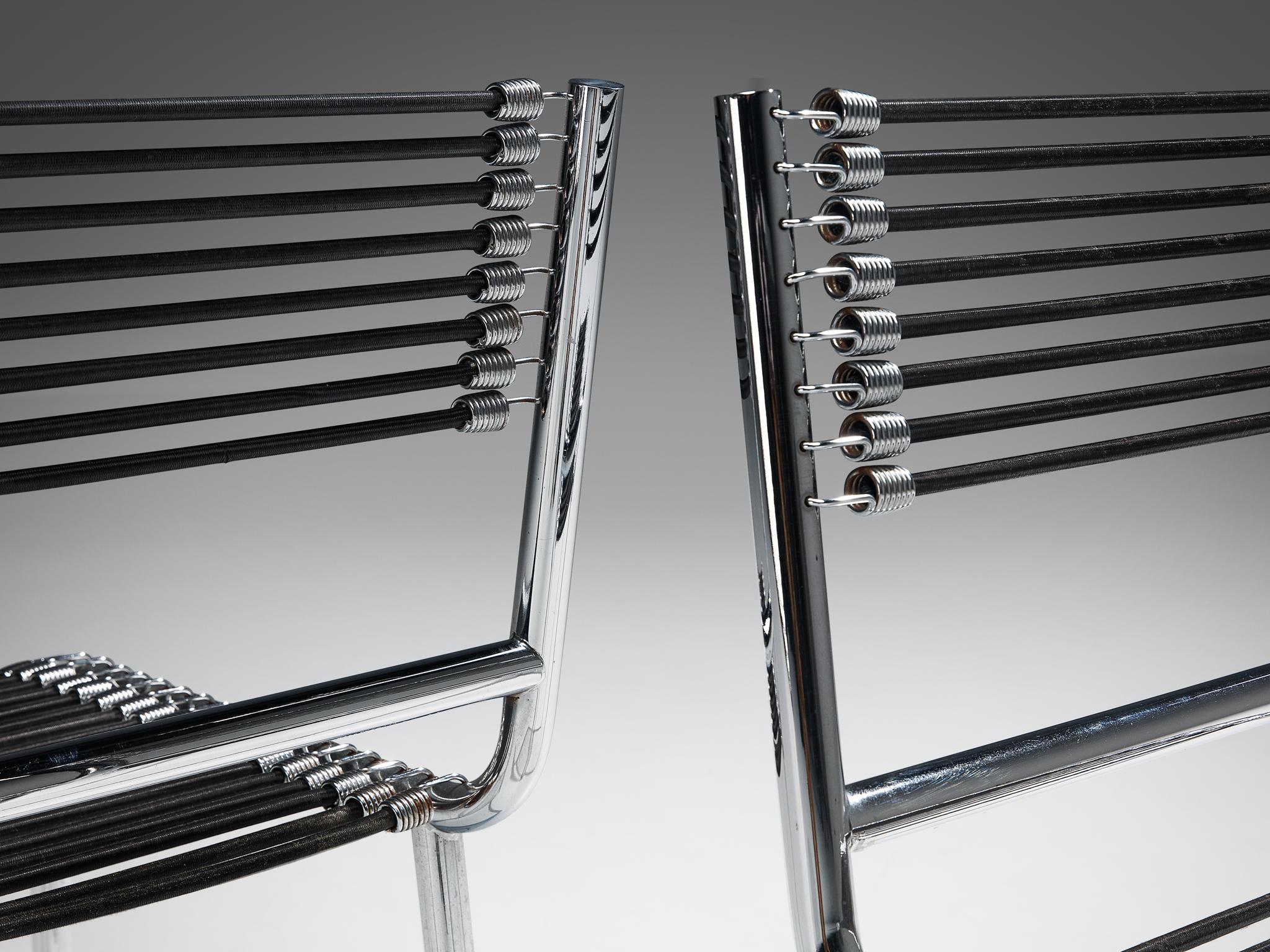 French René Herbst 'Sandows' Dining Chairs in Steel and Cord For Sale