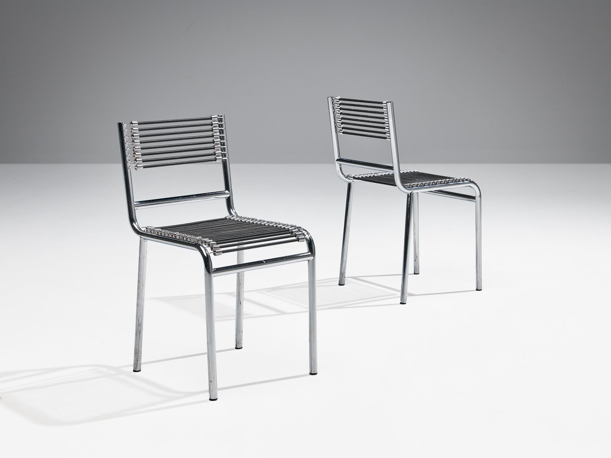 René Herbst 'Sandows' Dining Chairs in Steel and Cord For Sale 3