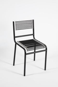 René Herbst Set of Four Black Steel and Rubber Sandow Chairs for Pallucco, 1980s