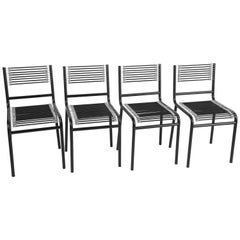 René Herbst Set of Four Black Steel and Rubber Sandow Chairs for Pallucco, 1980s
