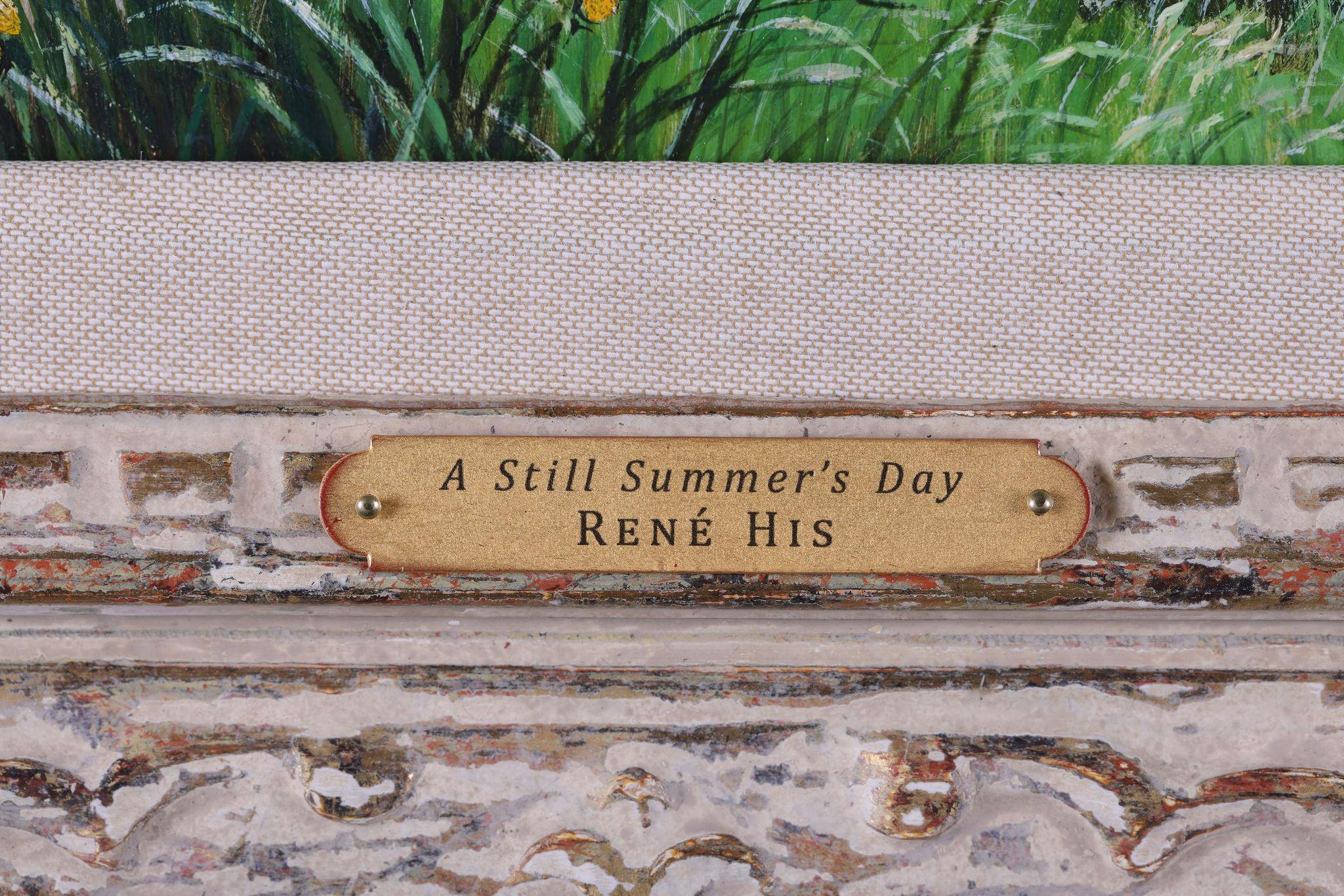'A Still Summers Day' . An antique oil painting of a river landscape For Sale 1
