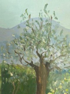 20th century French Impressionist Oil Golden Provence Landscape & Tree