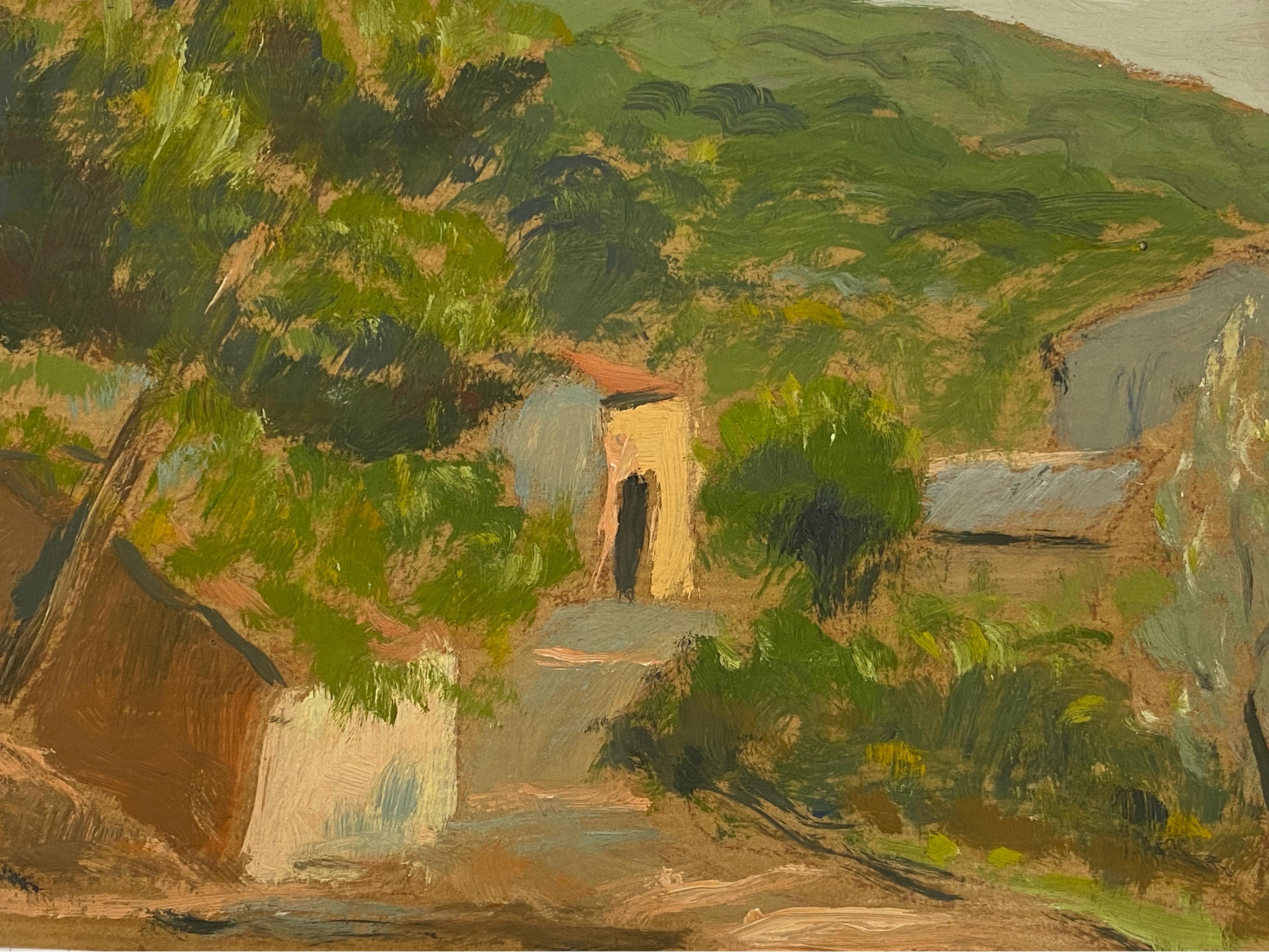 Rene Hutet Landscape Painting – Französisches impressionistisches Ölgemälde "Goldene Stunde" von Französischer Provence, Hutet (1907-1994)