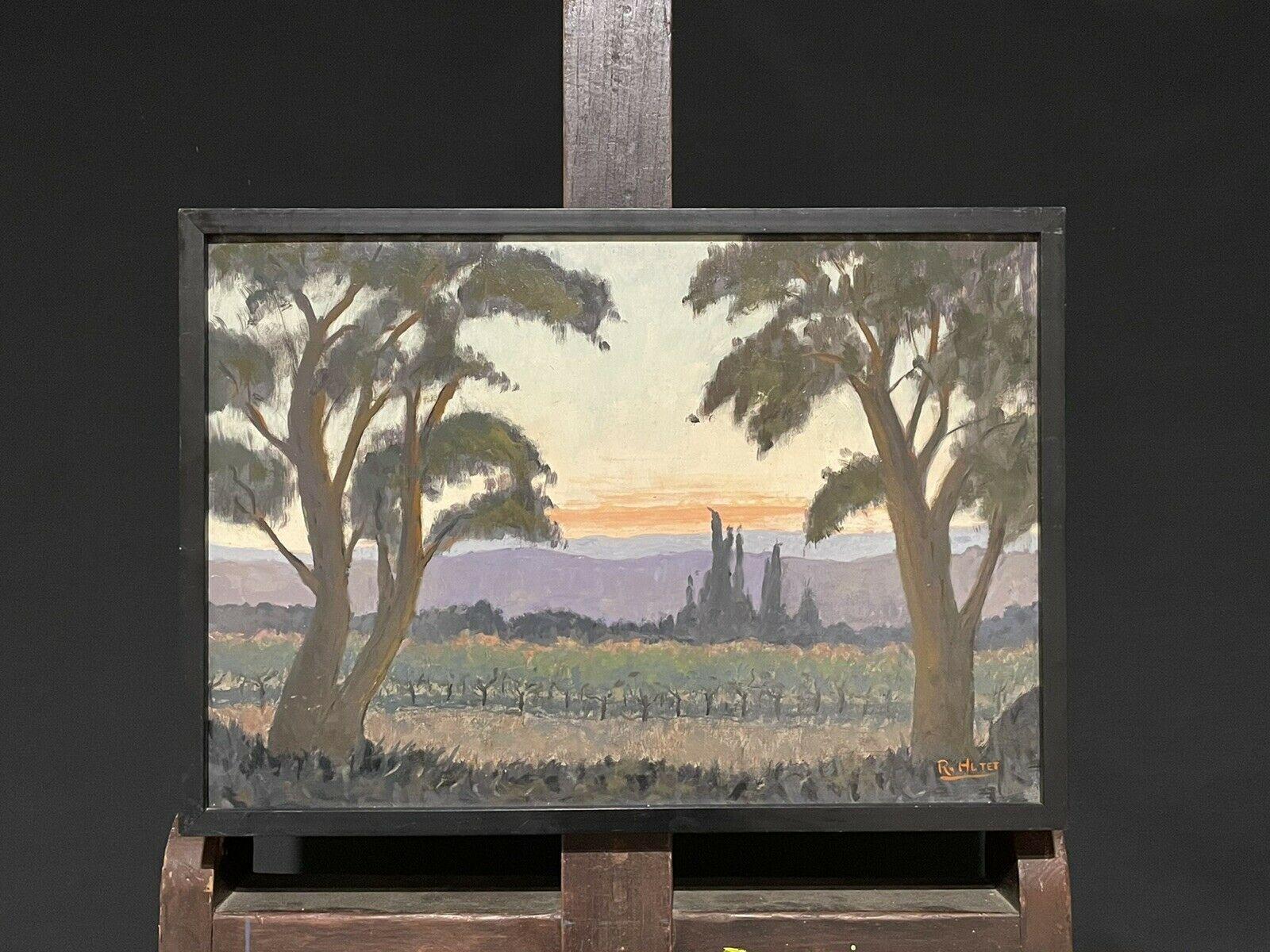 RENE HUTET (1907-1994) LARGE FRENCH IMPRESSIONIST OIL - SUNSET PROVENCE FIELDS - Painting by Rene Hutet