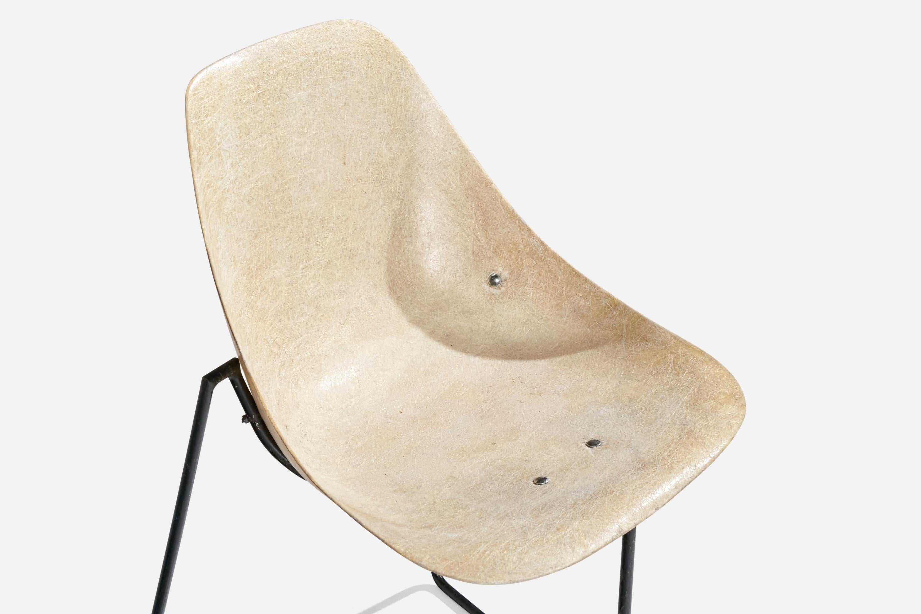 Rene-Jean Caillette, Side Chairs, Fiberglass, Metal, France, 1957 For Sale 5