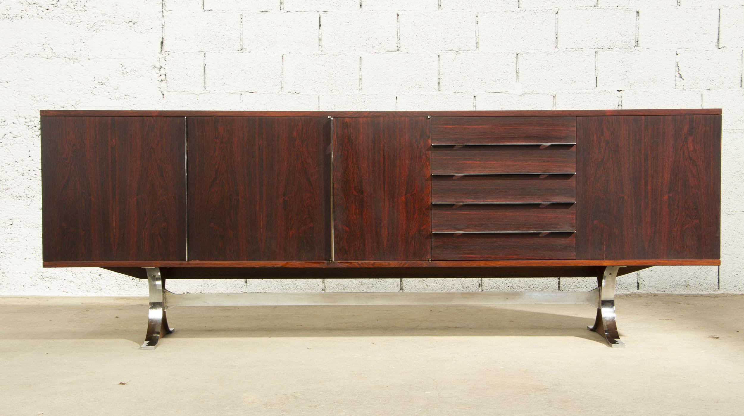 Mid-Century Modern René-Jean Caillette sideboard in palisander for Georges Charron  For Sale