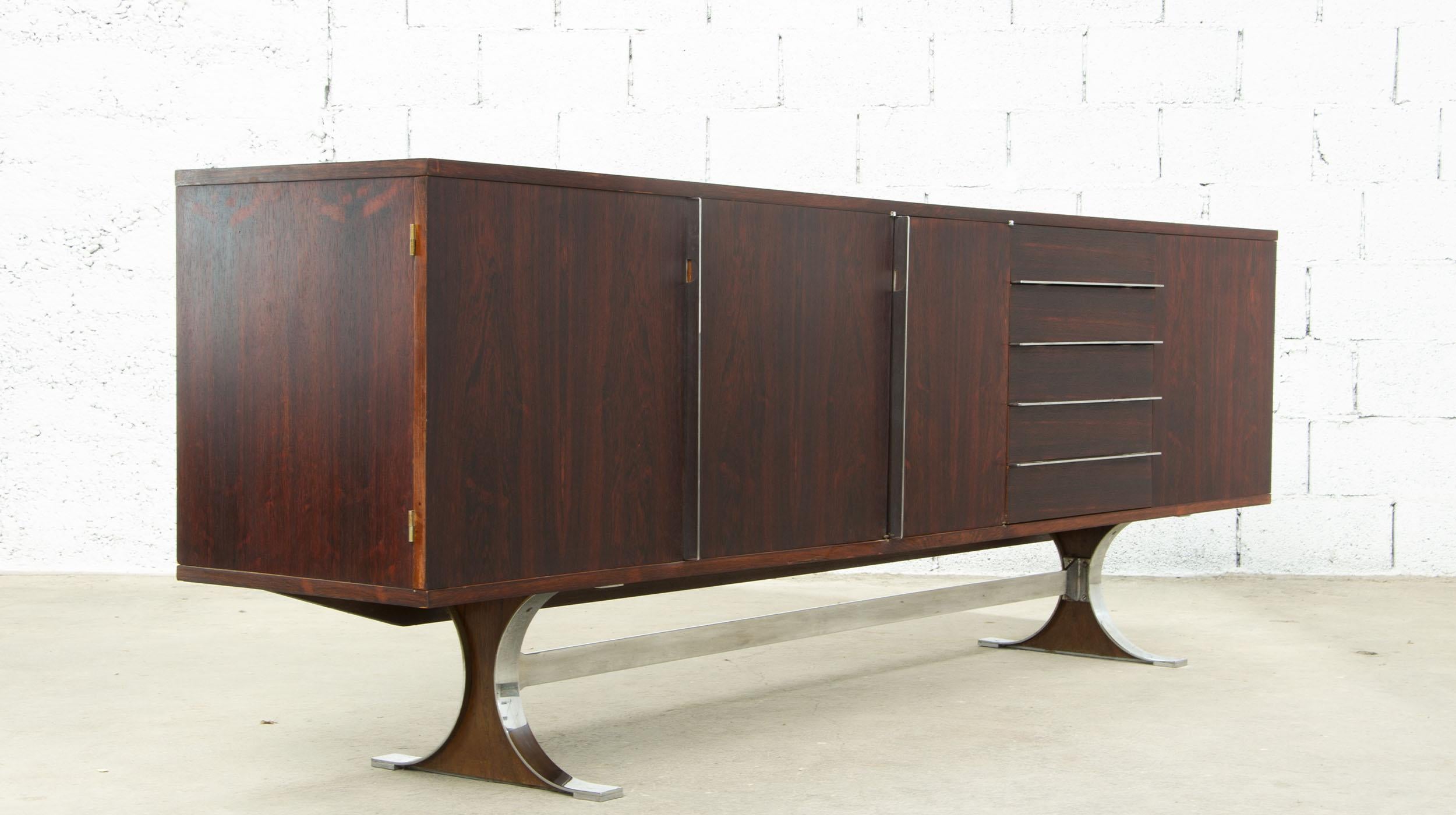 20th Century René-Jean Caillette sideboard in palisander for Georges Charron  For Sale