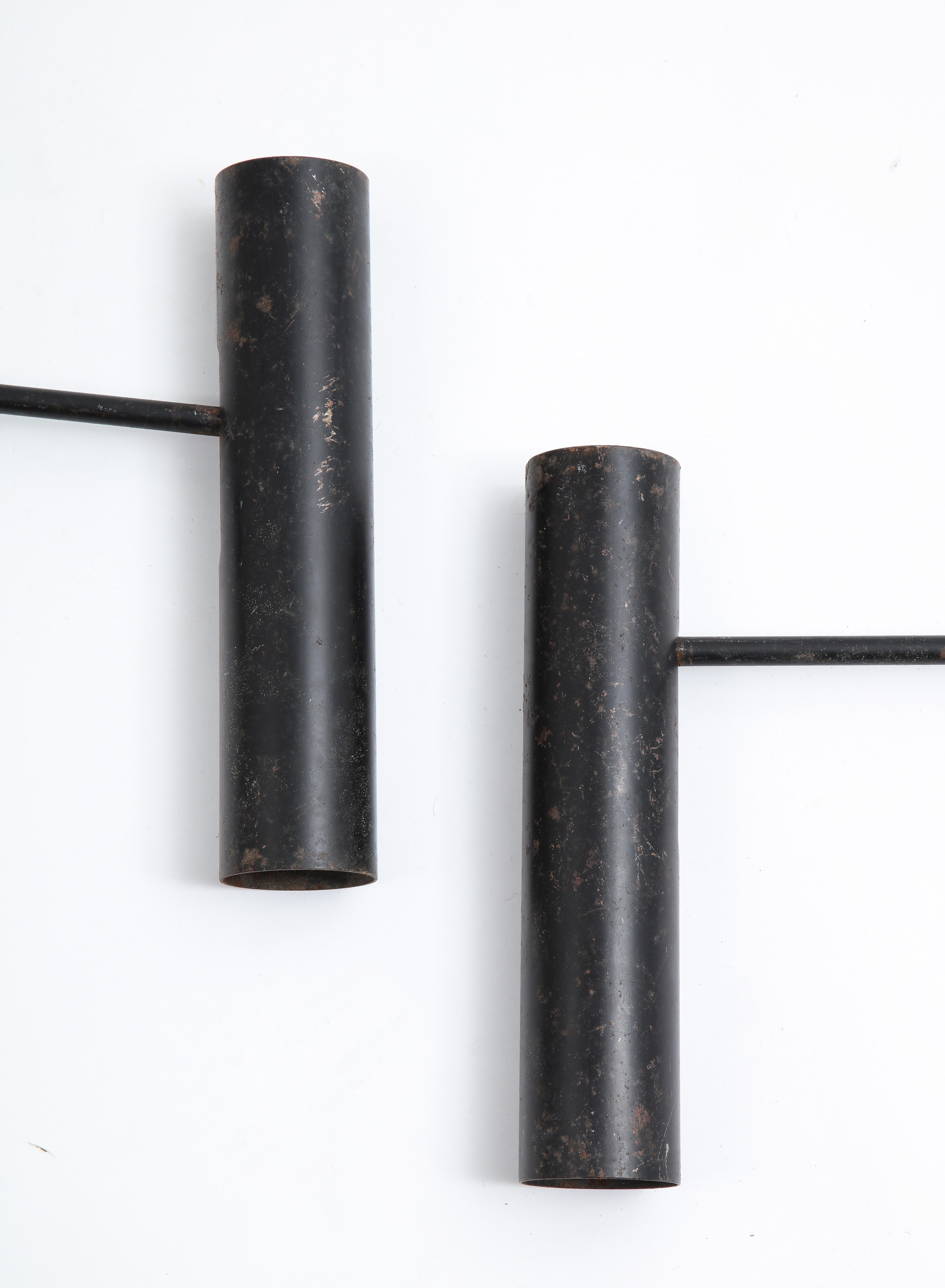 René-Jean Caillette Spotlights in Black Metal, France, 1950s In Fair Condition In New York, NY