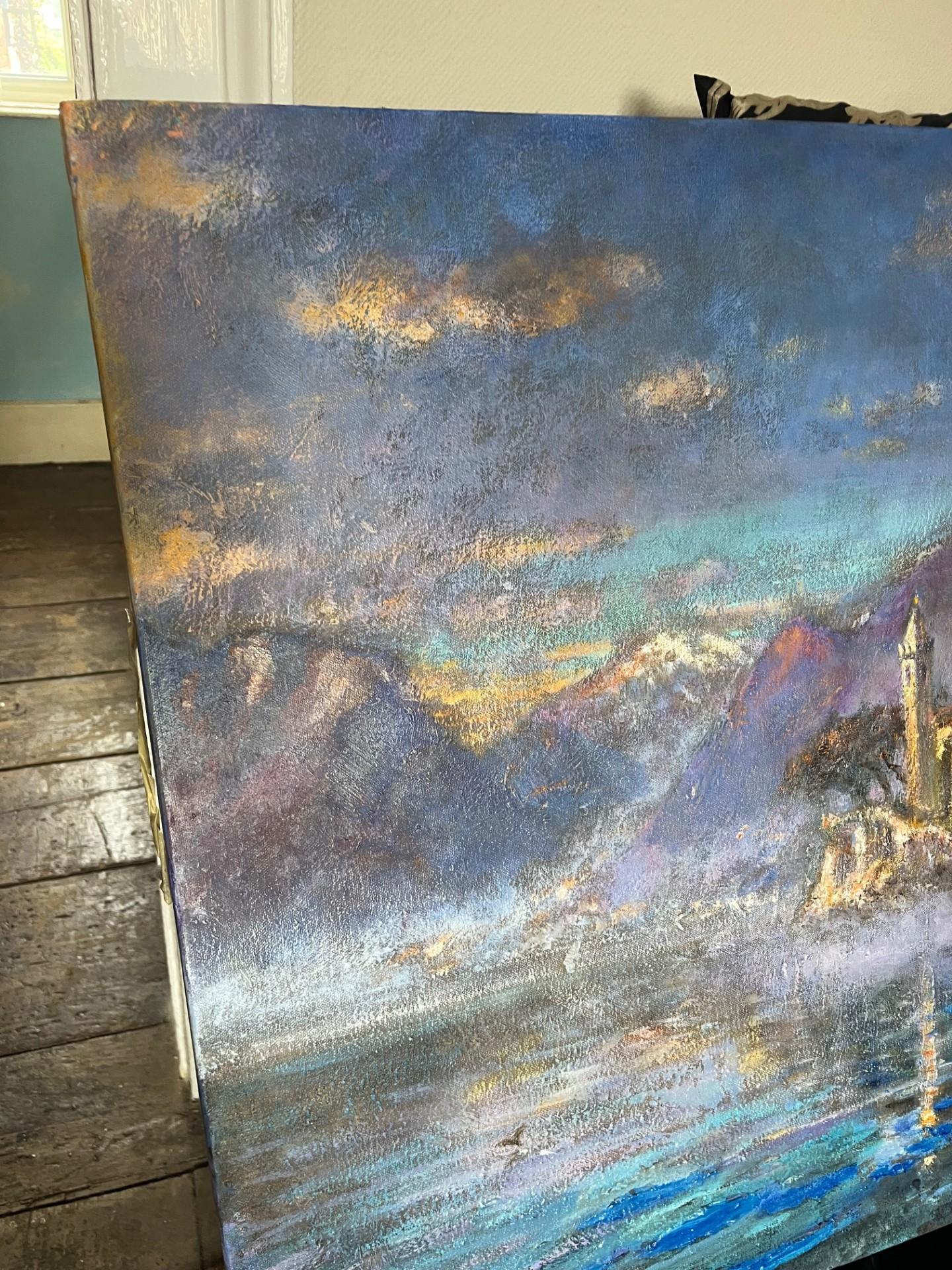 Modern Modernity Landscape Oil Painting Villa Balbianello, Lake Como Italy (en anglais) en vente 4