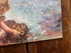 Modern Impressionist Traditional Oil Painting of Children playing ing on Beach