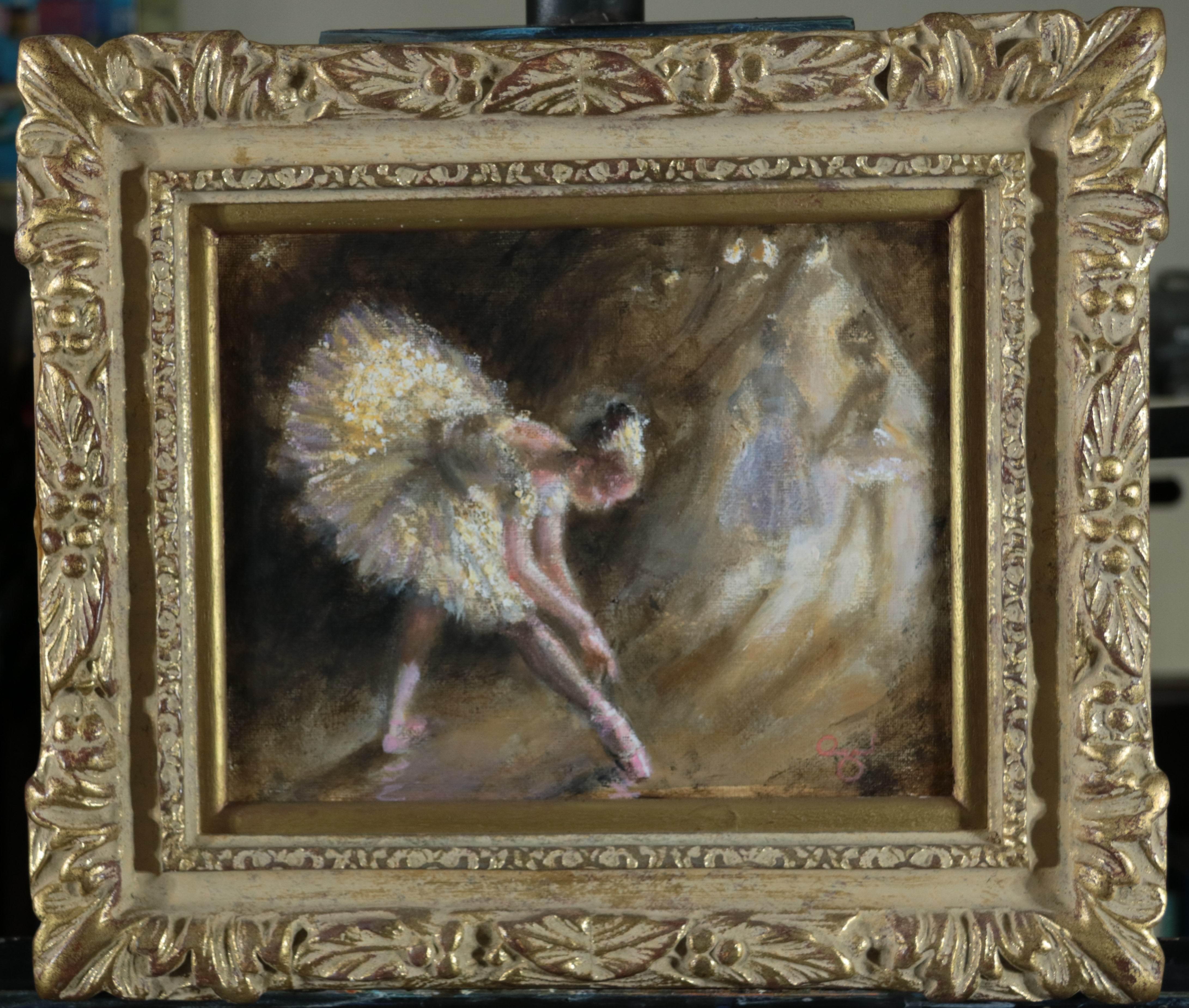 Modern Impressionist Ballet Oil Painting of Ballet Dancers in Tutus Backstage For Sale 2