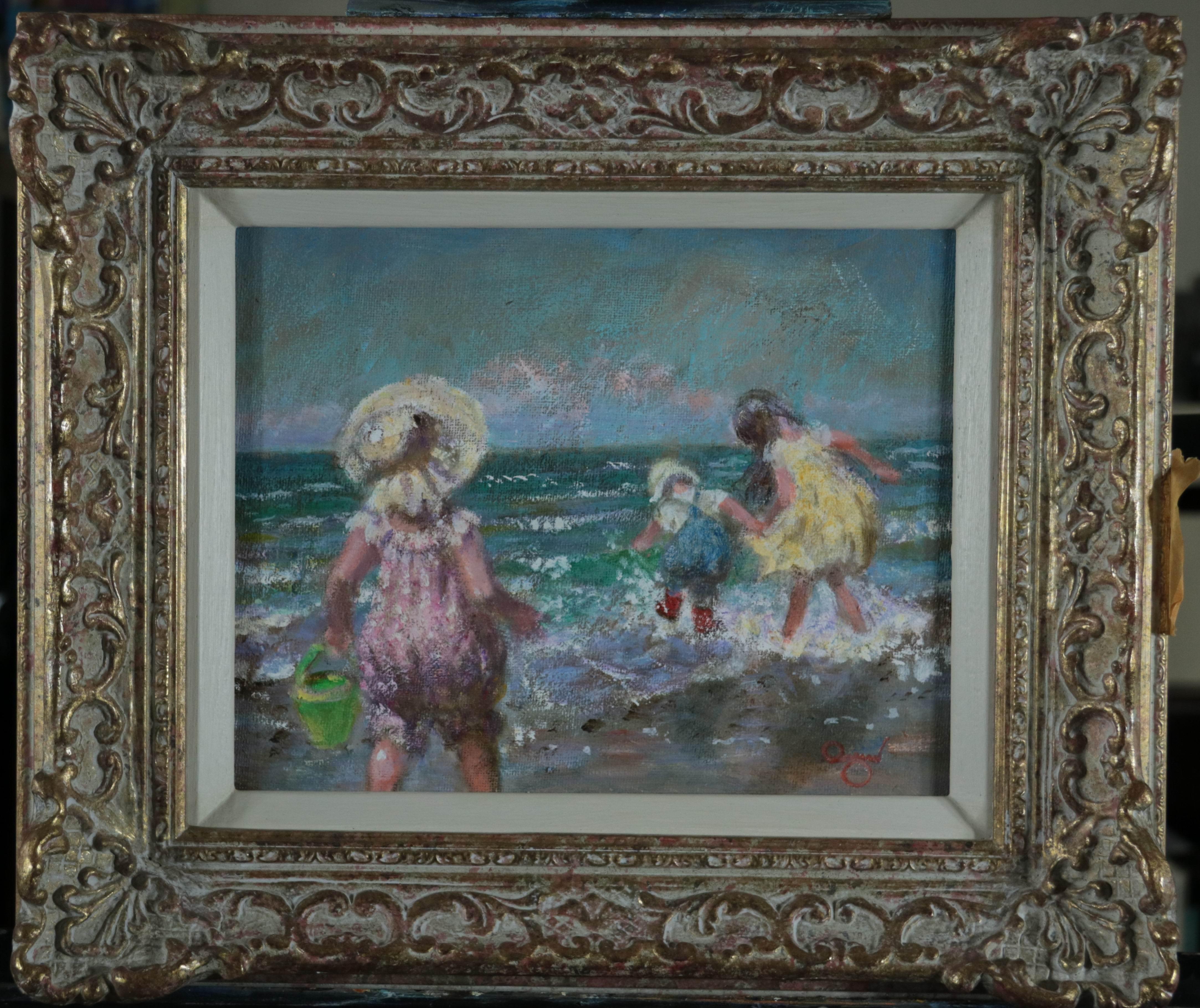 Peinture à l'huile impressionniste moderne sur toile, signée et encadrée, avec choix d'encadrement moderne ou traditionnel.  
Il s'agit d'une peinture à l'huile vibrante aux couleurs fraîches et à l'application de peinture merveilleusement texturée,