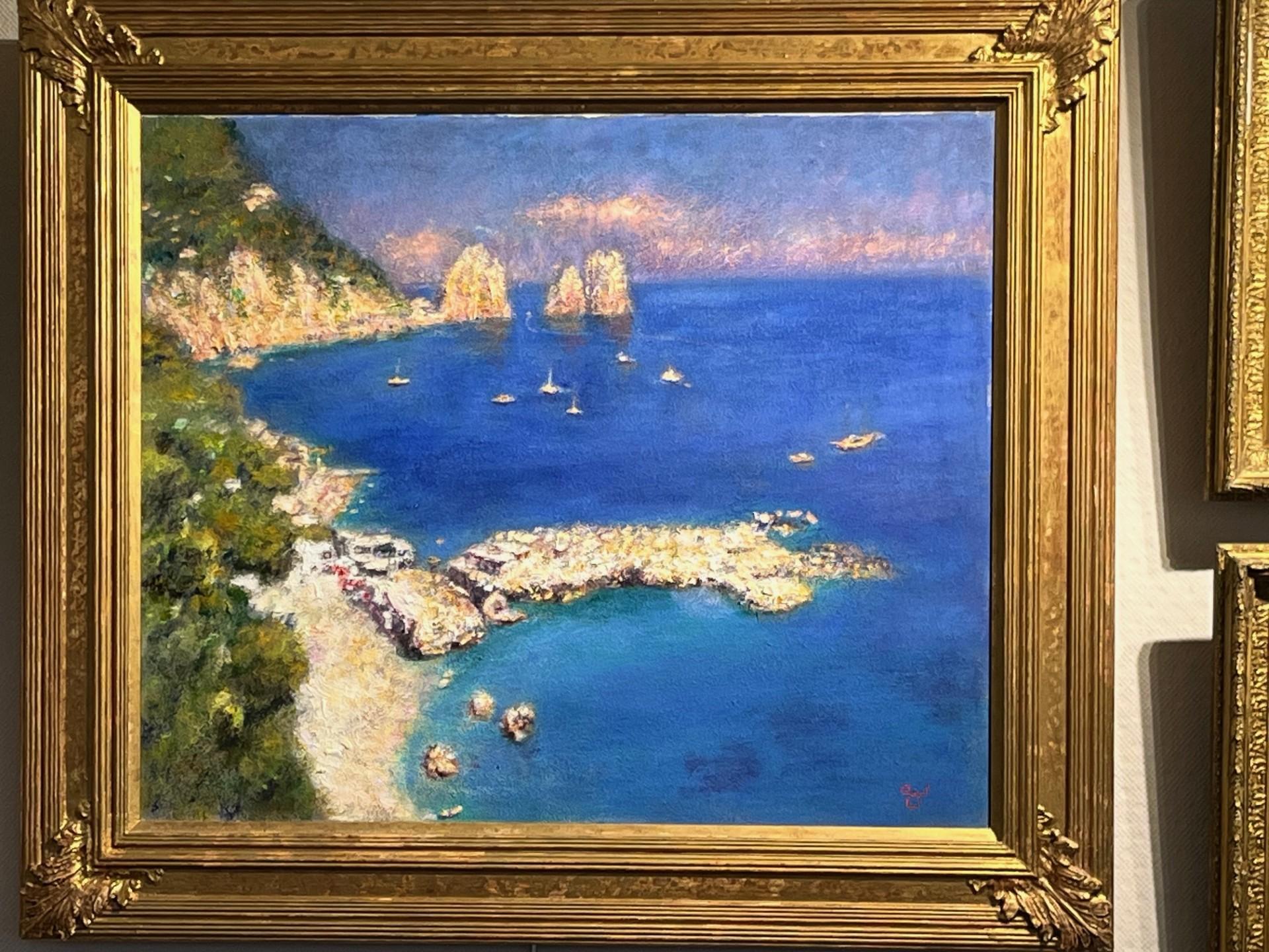 Paesaggio moderno impressionista a olio del mare e del litorale dell'isola di Capri Italia 2