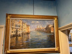 Modern Impressionist Venetian Oil Painting of Salute and Grand Canal Venice