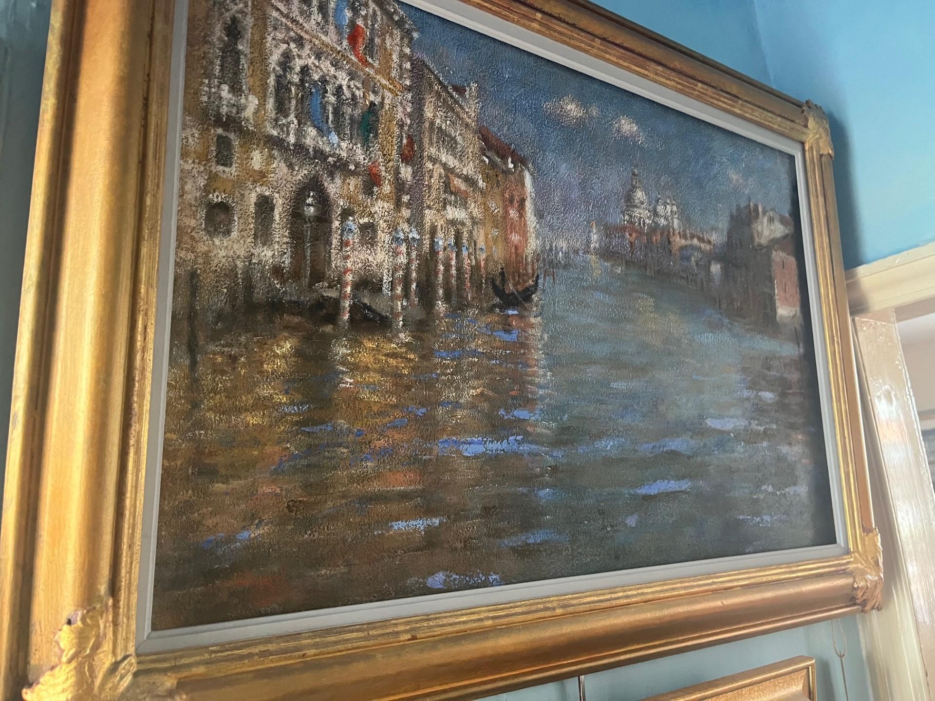 Modern Impressionist Venetian Oil Painting of Salute and Grand Canal Venice For Sale 3