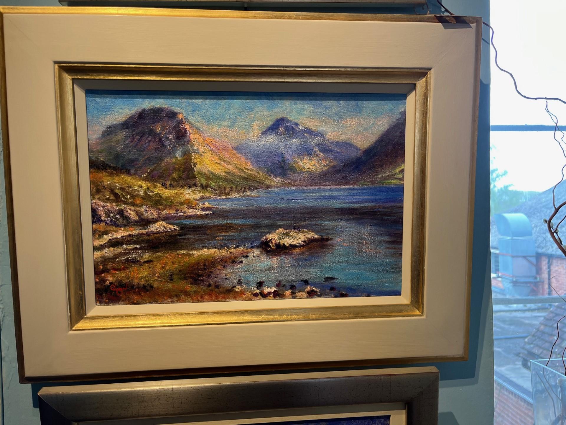 Wastwater, Lake District, England. Berge, See und neblige Sonne, Original-Ölgemälde (Impressionismus), Art, von Rene Jerome Legrand