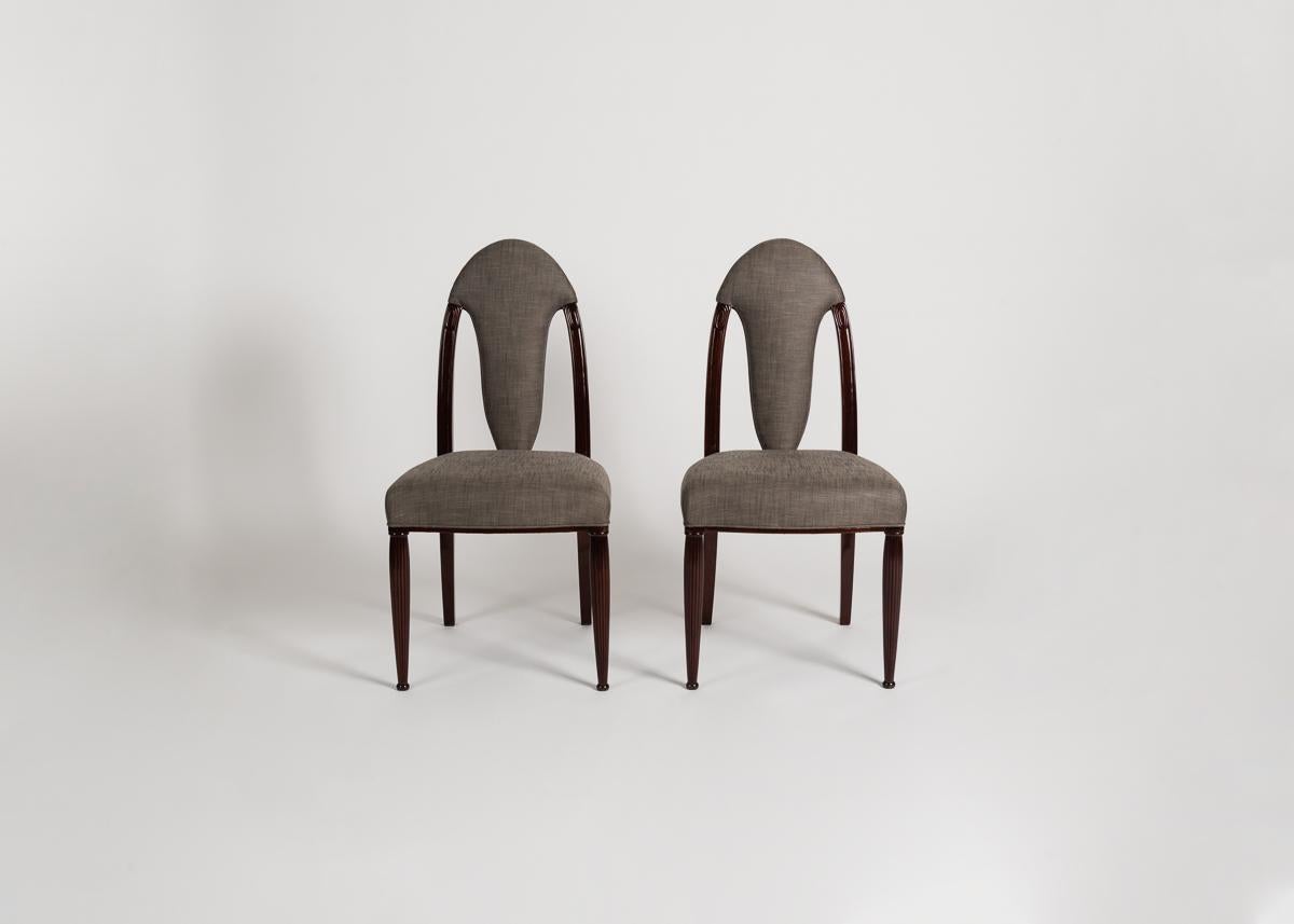 Ren Joubert & Philippe Petit für DIM, Paar Art-déco-Stühle, Frankreich, 1925 (Mahagoni) im Angebot