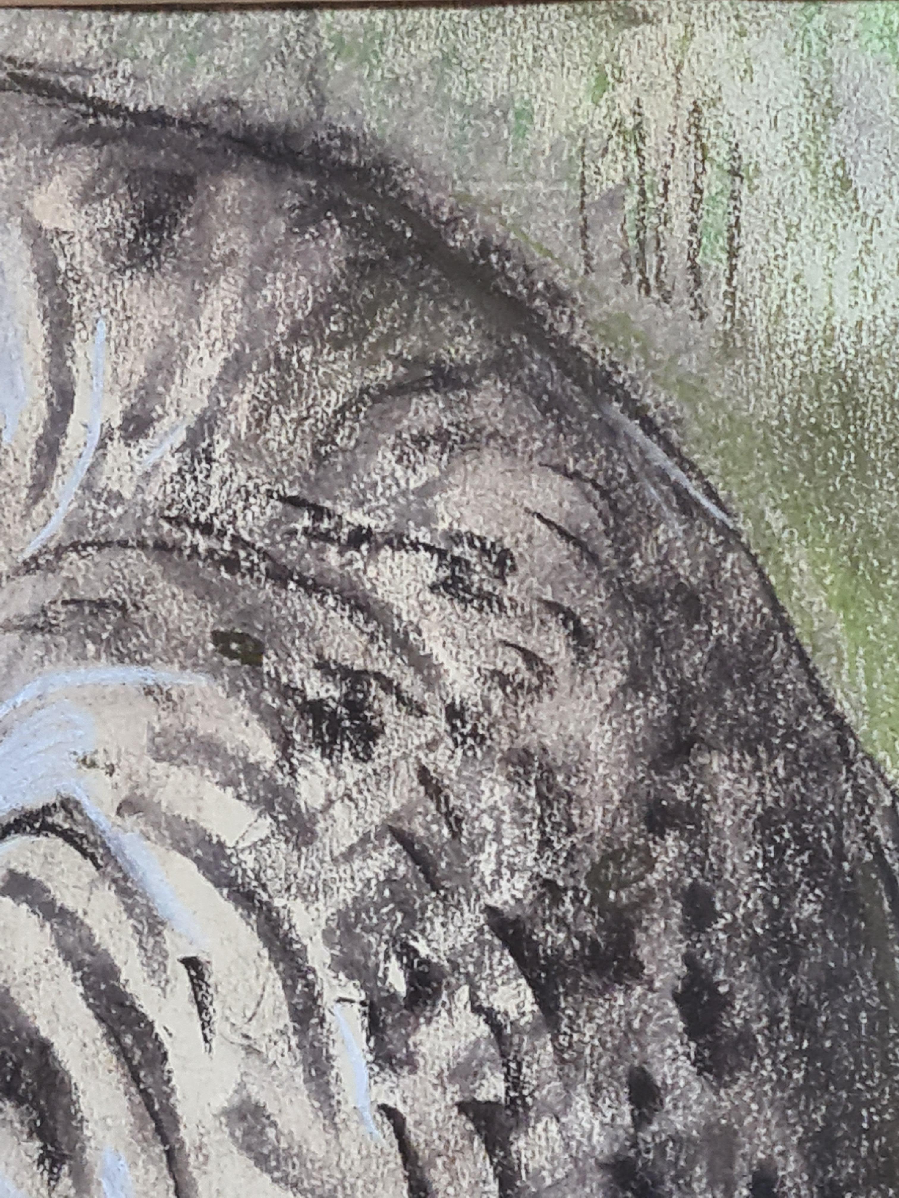 Pastello della Scuola di Parigi, Il gatto che riposa, Cerchio di Léonard Tsuguharu Foujita in vendita 3