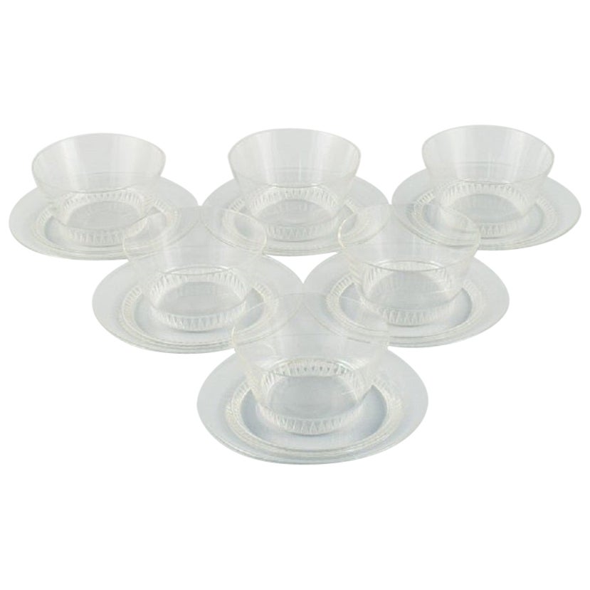 René Laligue, a set of six "Bourgueil" finger bowls with matching saucers.