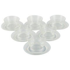 René Laligue, a set of six "Bourgueil" finger bowls with matching saucers.