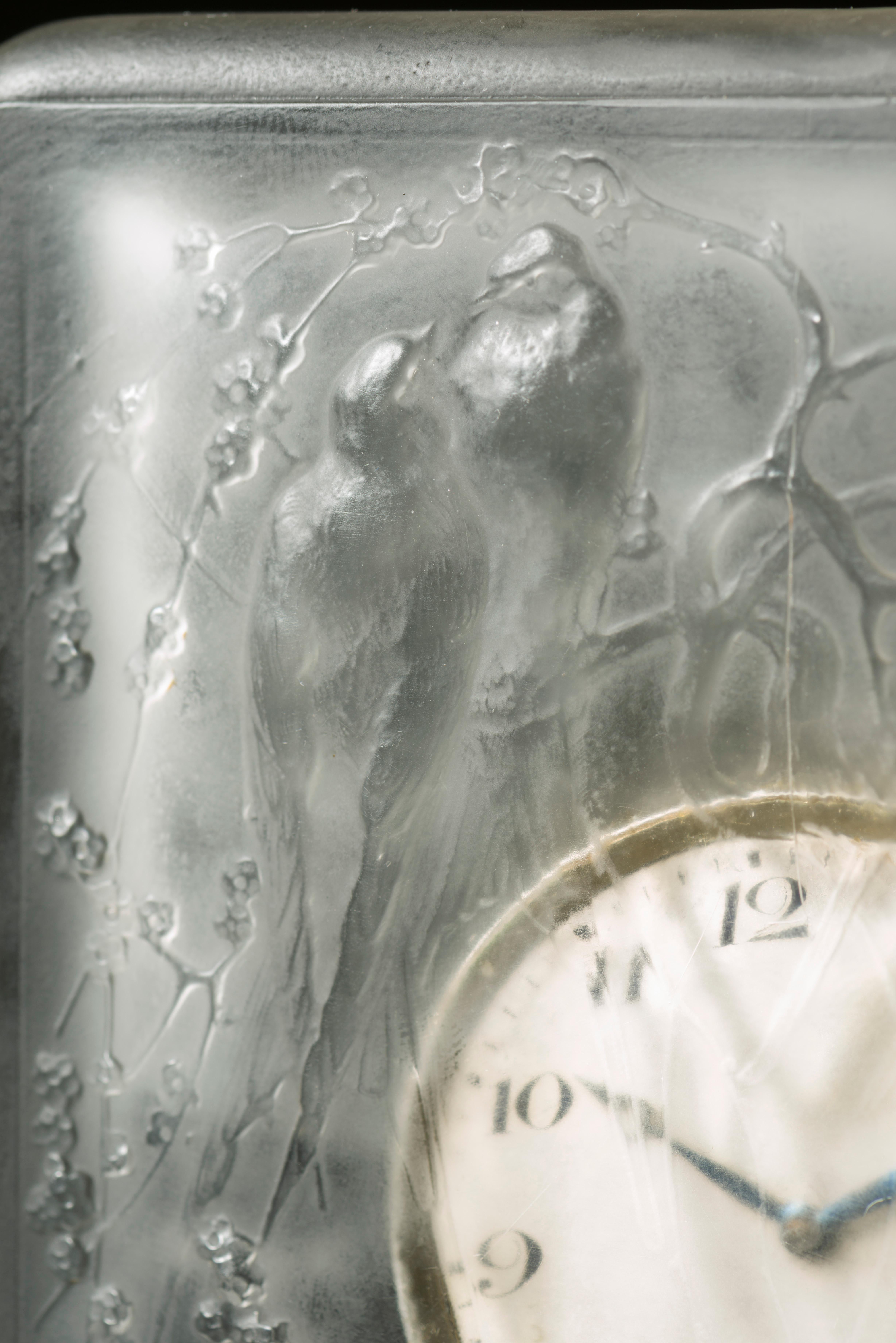 Mid-20th Century René Lalique (1860-1945) 8-Day Clock “ANTOINETTE” (1931) For Sale