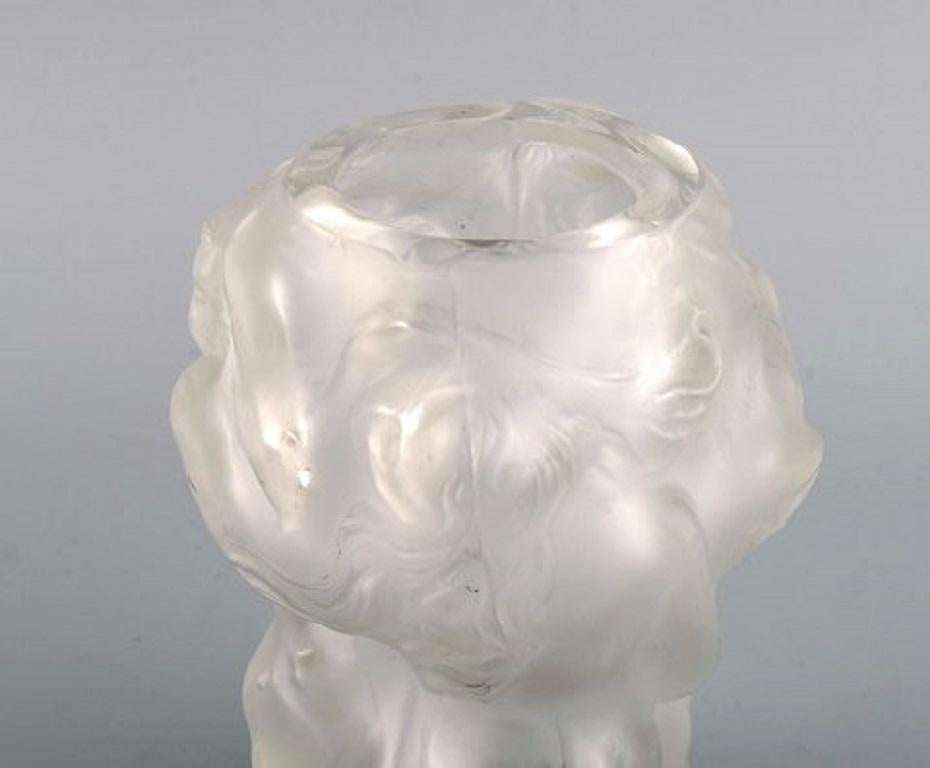 Art Nouveau René Lalique, France, Art Glass Vase with Femele Figures in Relief