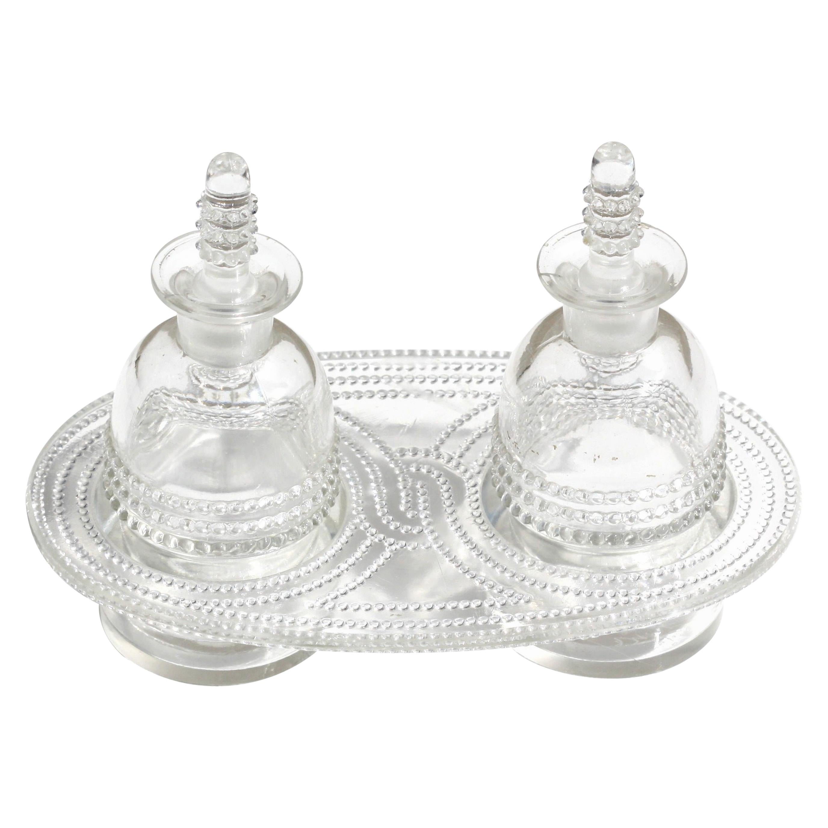 Rene Lalique Nippon et Tokyo A R.Lalique Glas-Öl- und Vinegar-Set, Öl und Vinegar im Angebot