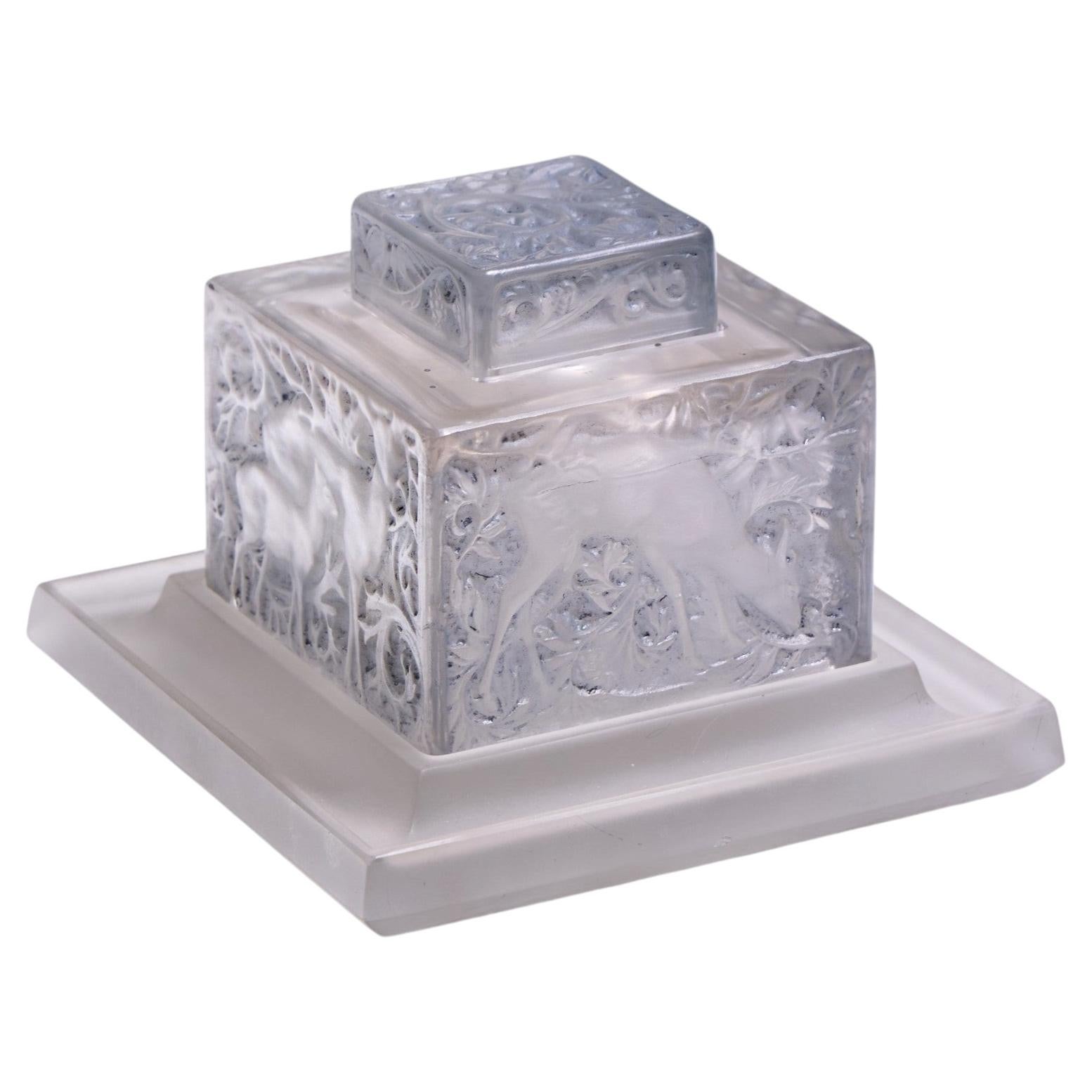 René Lalique 1912 Biches Inkwell on Undertray
