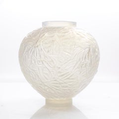 René Lalique 1920s Gui Frosted Glass Vase