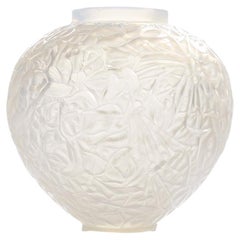 René Lalique 1920s Gui Frosted Glass Vase