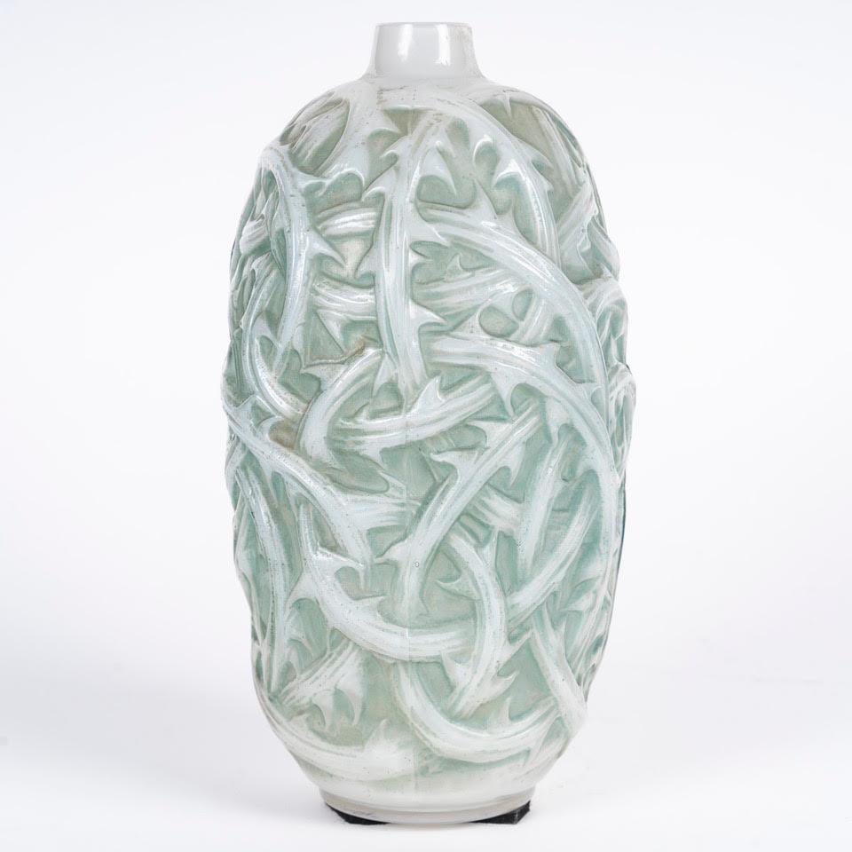 Glass René Lalique -1921- “Ronces ‘Opalescent’ vase For Sale