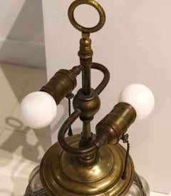 Lampe Art Déco 1925 Antilopes Vase en verre d'art transparent avec émail Rene Lalique