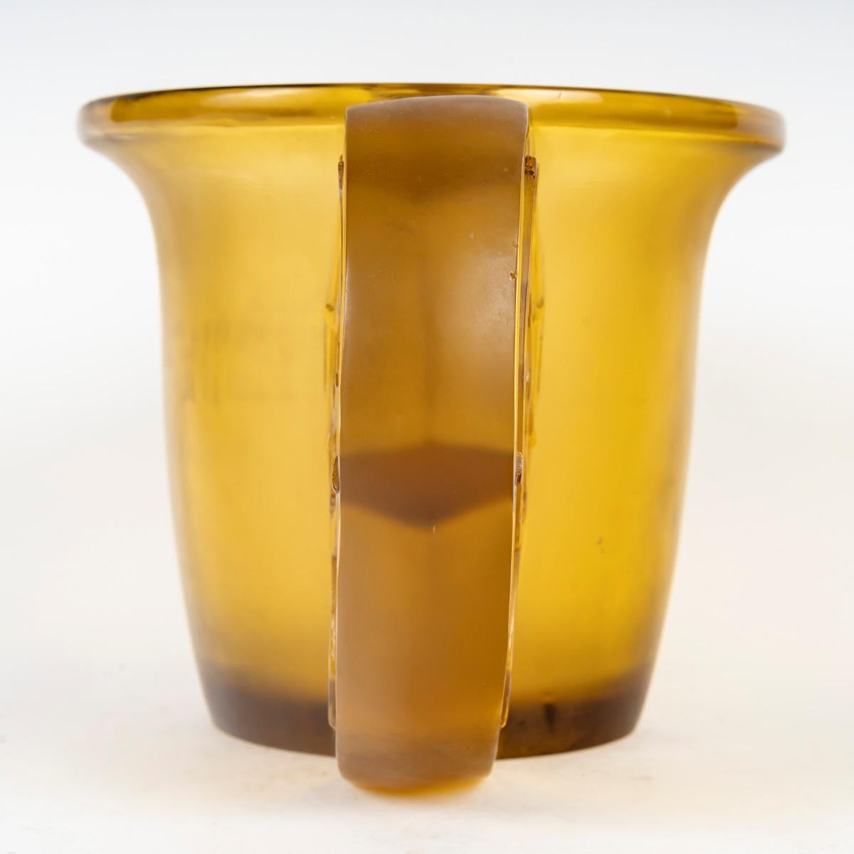 20th Century René Lalique -1926 Vase “Pierrefonds” tinted amber yellow