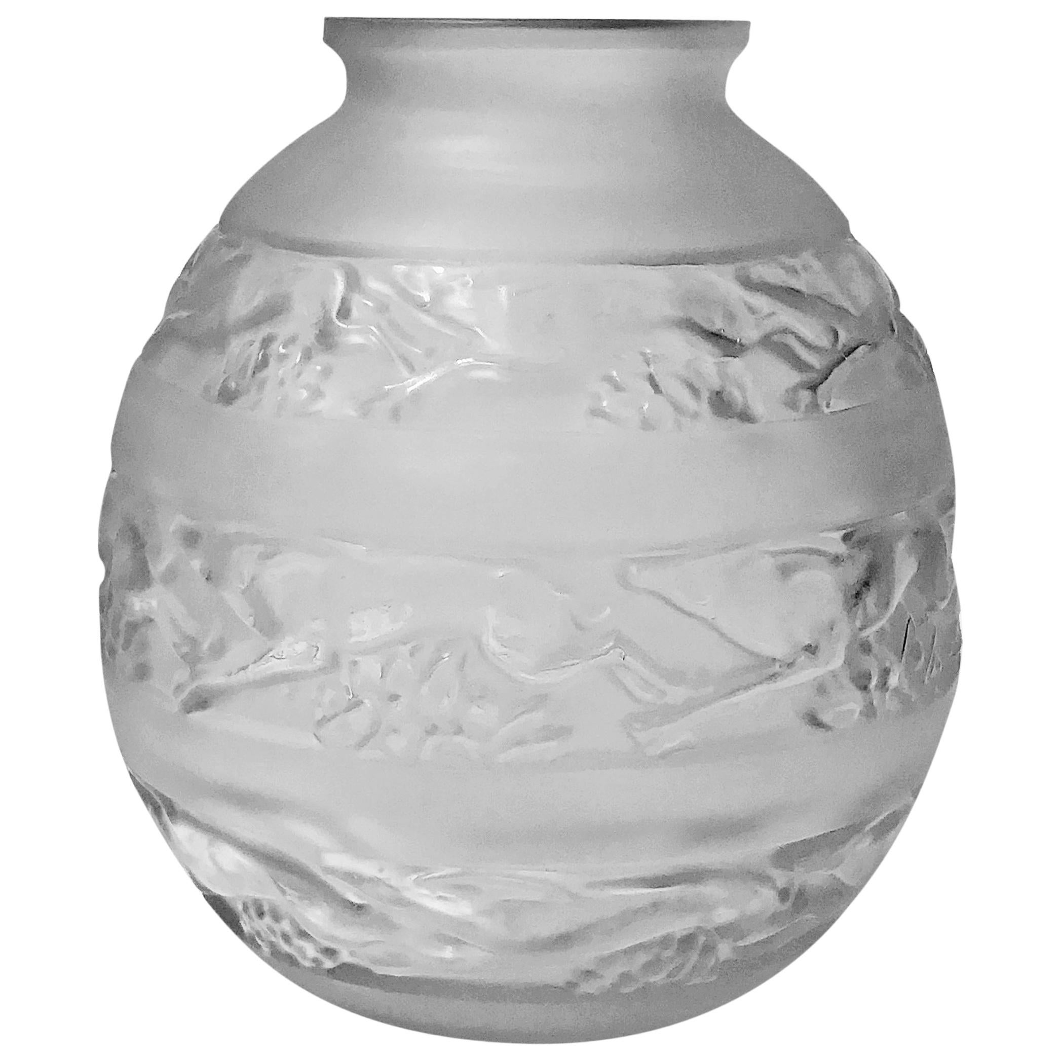 René Lalique 1930s René Lalique Signed Vase, Soudan Pattern
