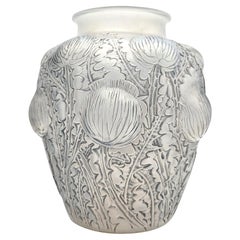 René Lalique, vase art déco opalescent Domrémy en coffret