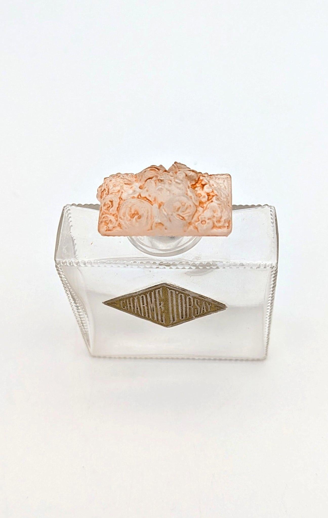 Art Nouveau René Lalique a glass perfume bottle Fleurs de France for D’Orsay, ca. 1919 For Sale