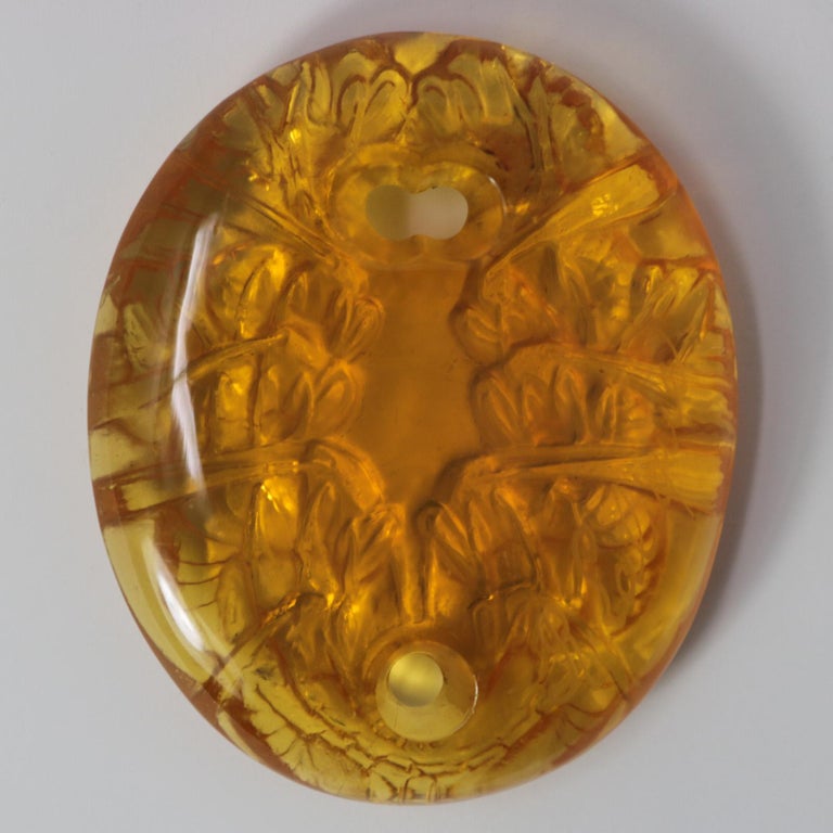 Rene Lalique Amber Glass Guepes Pendant For Sale at 1stDibs