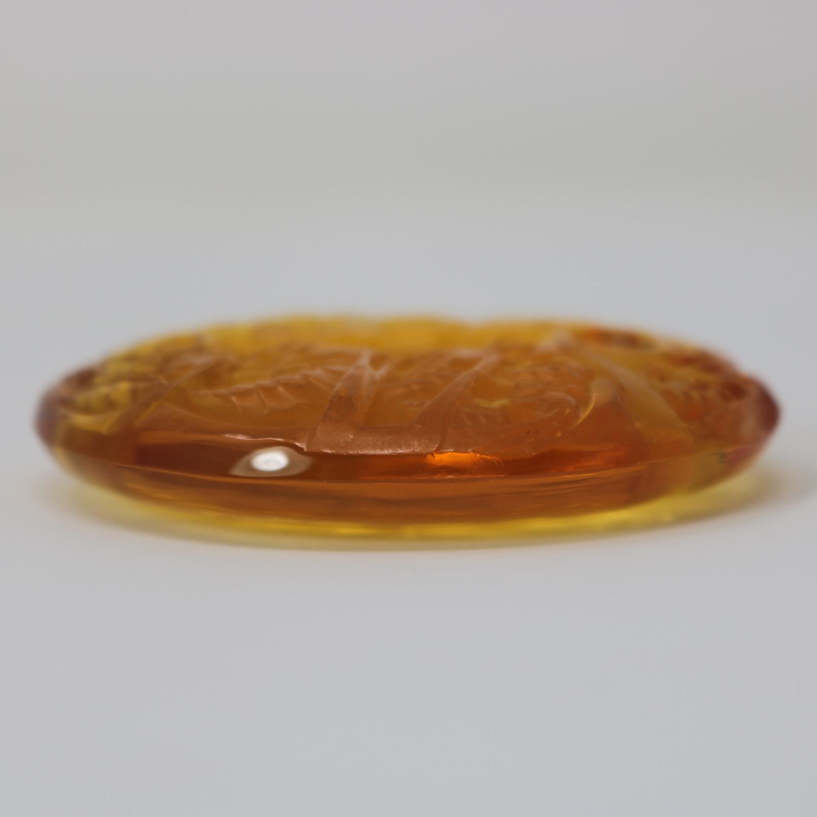 Rene Lalique Amber Glass Guepes Pendant In Good Condition In Chelmsford, Essex