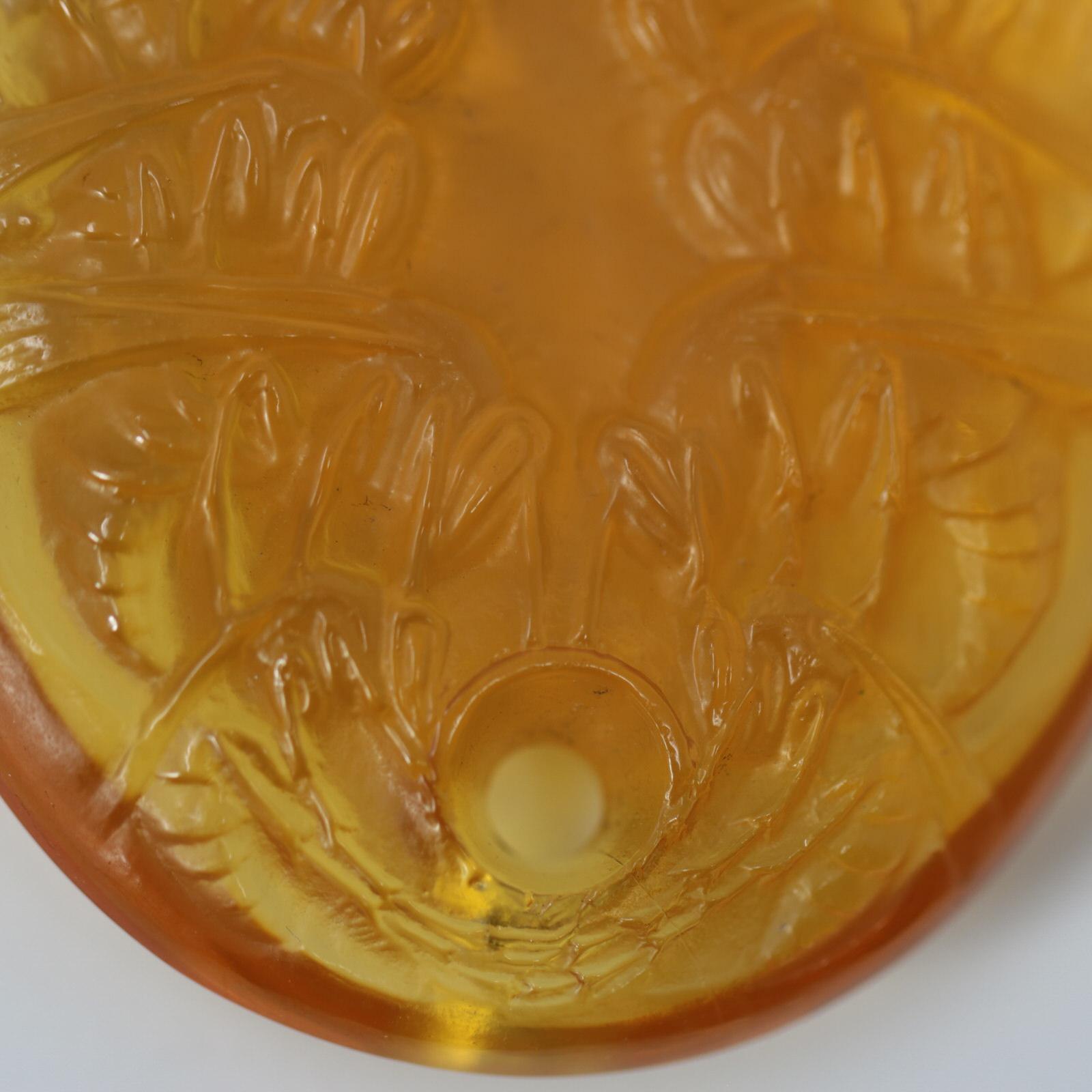 Rene Lalique Amber Glass Guepes Pendant 1