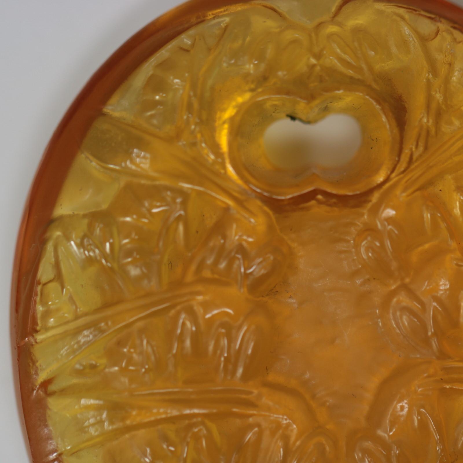Rene Lalique Amber Glass Guepes Pendant 2