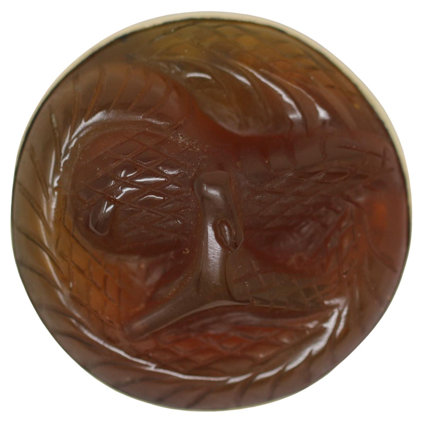 Rene Lalique Amber Glass 'Serpent' Brooch For Sale