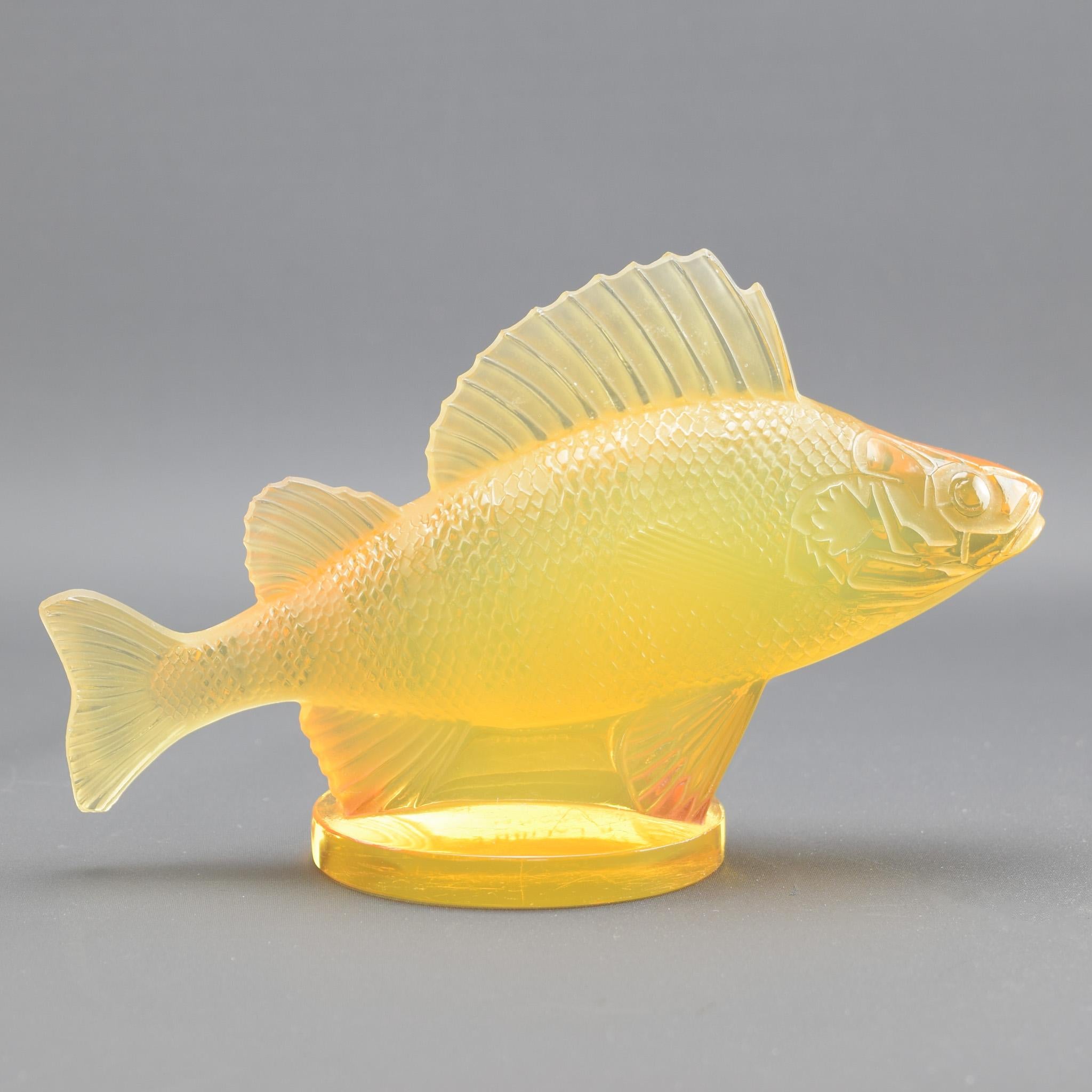 Art Deco Rene Lalique amber opalescent Perche Car Mascot C1929 For Sale