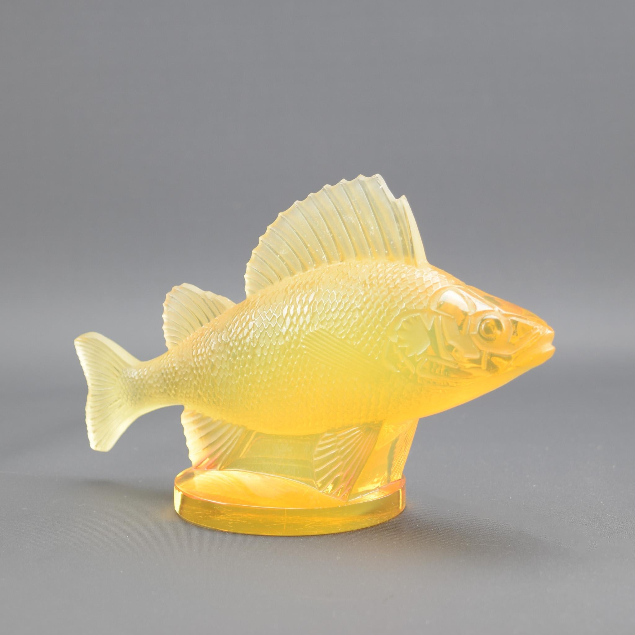 French Rene Lalique amber opalescent Perche Car Mascot C1929 For Sale