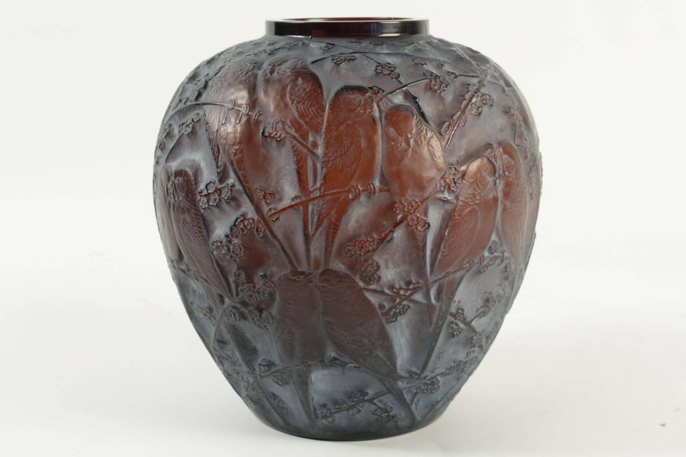 Art Deco Rene Lalique Amber Vase 