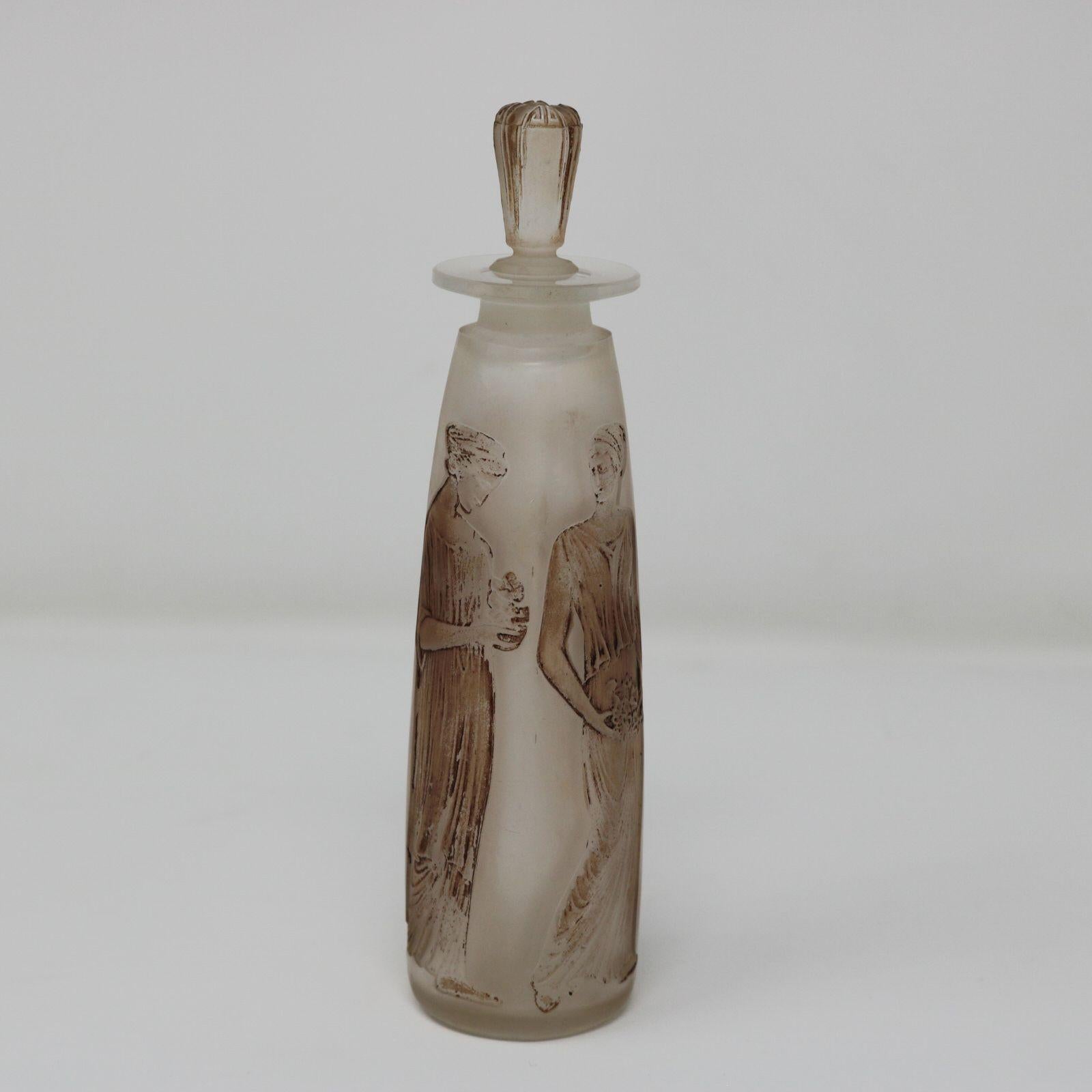 Early 20th Century Rene Lalique Ambre Antique Glass Perfume Bottle