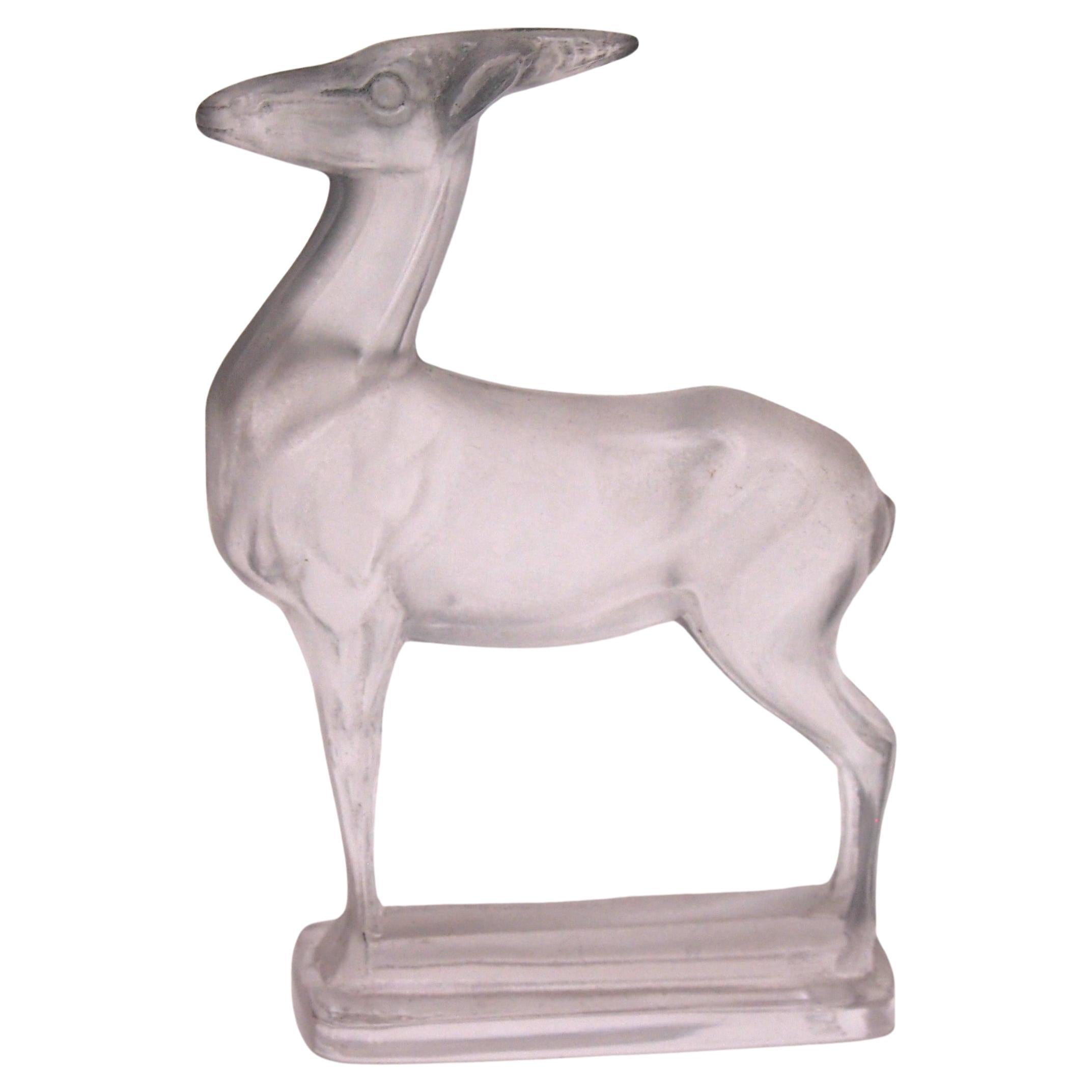 Pisapapeles "Antílope" de René Lalique firmado c1929 -mancha gris original